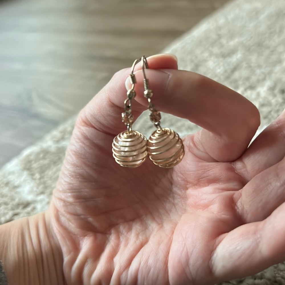 Wire wrapped bead earrings